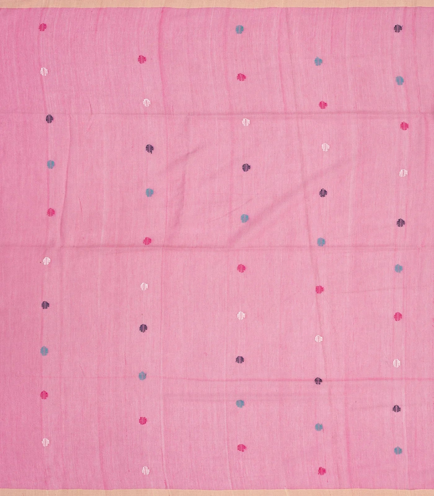 BubbleGum Pink Handloom Bengal Cotton Saree With Buttas