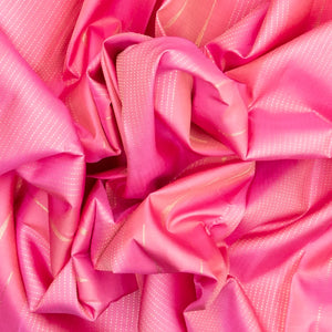 Bubblegum Pink Handloom Kanchipuram Silk Saree With Stripes & Buttas