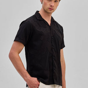 Black Textured Box Fit Shirt