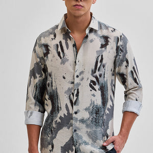 Cream Textured Abstract Shirt