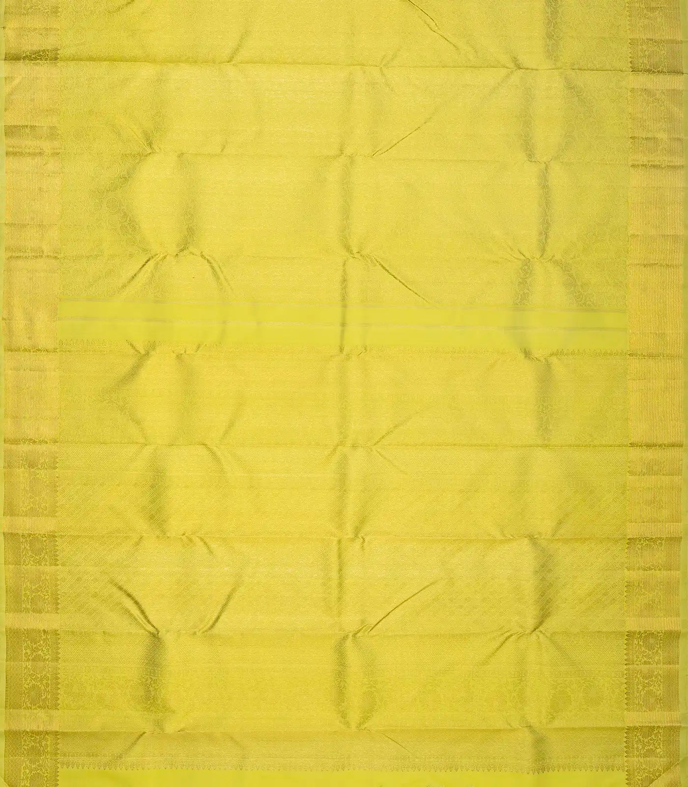 Pista Green Handloom Kanchipuram Silk Saree With Floral Motifs