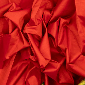 Red Handloom Kanchipuram Korvai Silk Saree With Green Border