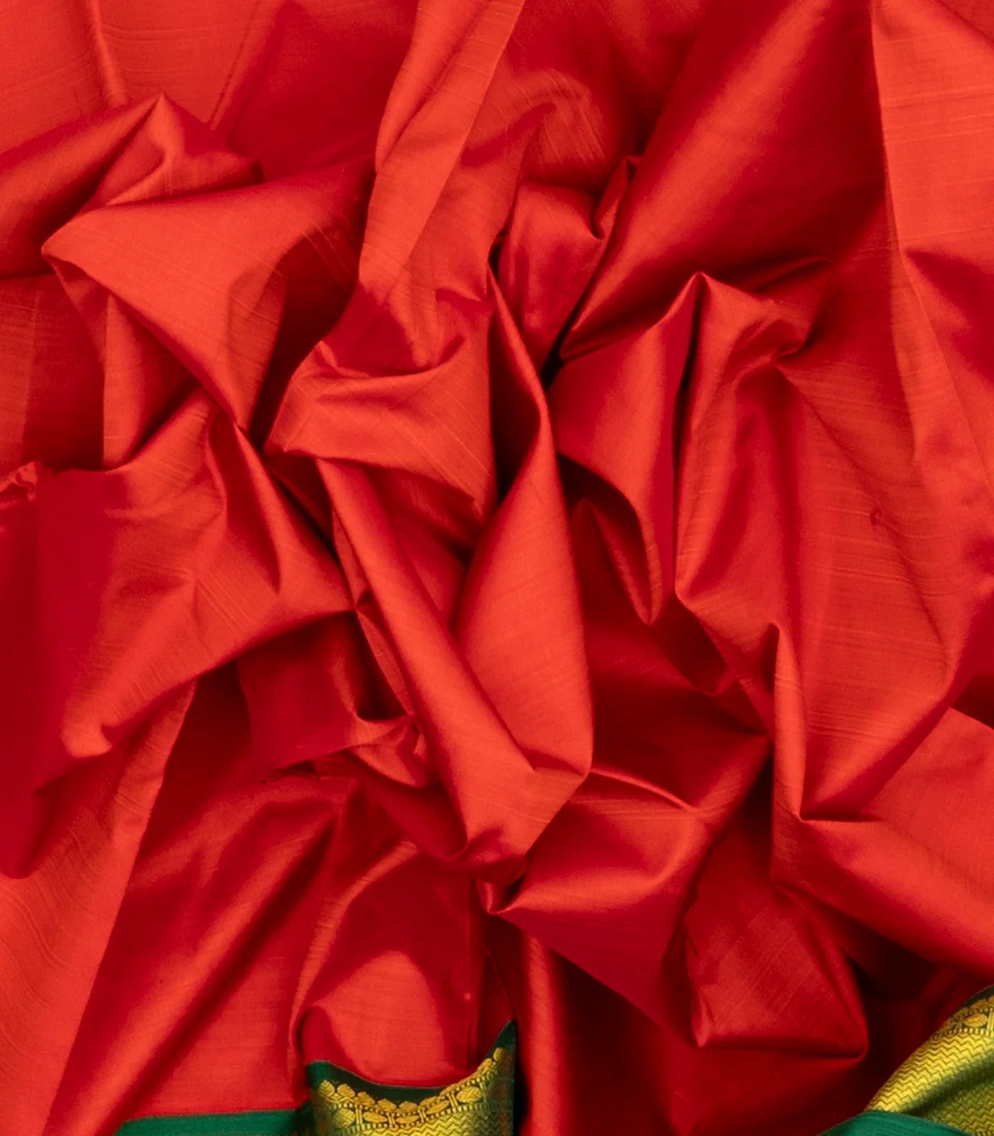 Red Handloom Kanchipuram Korvai Silk Saree With Green Border