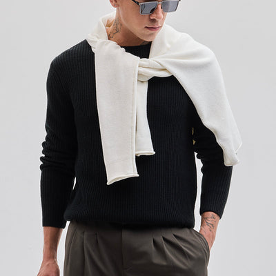 Black Fisherman Knit Sweater