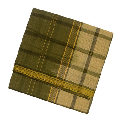Shadow Green Handloom Kadapa Cotton Saree With Checks