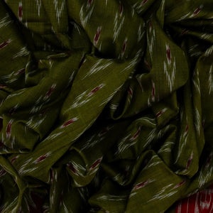 Olive Green Handloom Orissa Cotton Saree With Tie & Dye Floral Motifs