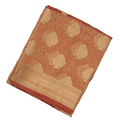 Peach Woven Tissue Saree With Floral Motifs
