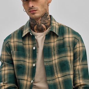 Dark Green Flannel Checks Slim Fit Shirt