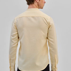 Beige Mandarin Slim Fit Shirt