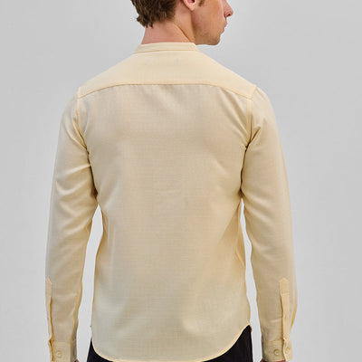 Beige Mandarin Slim Fit Shirt