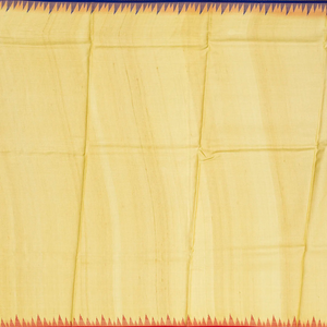 Sandal Handloom Tussar Silk Saree Printed With Floral Motifs & Ganga Jamuna Border