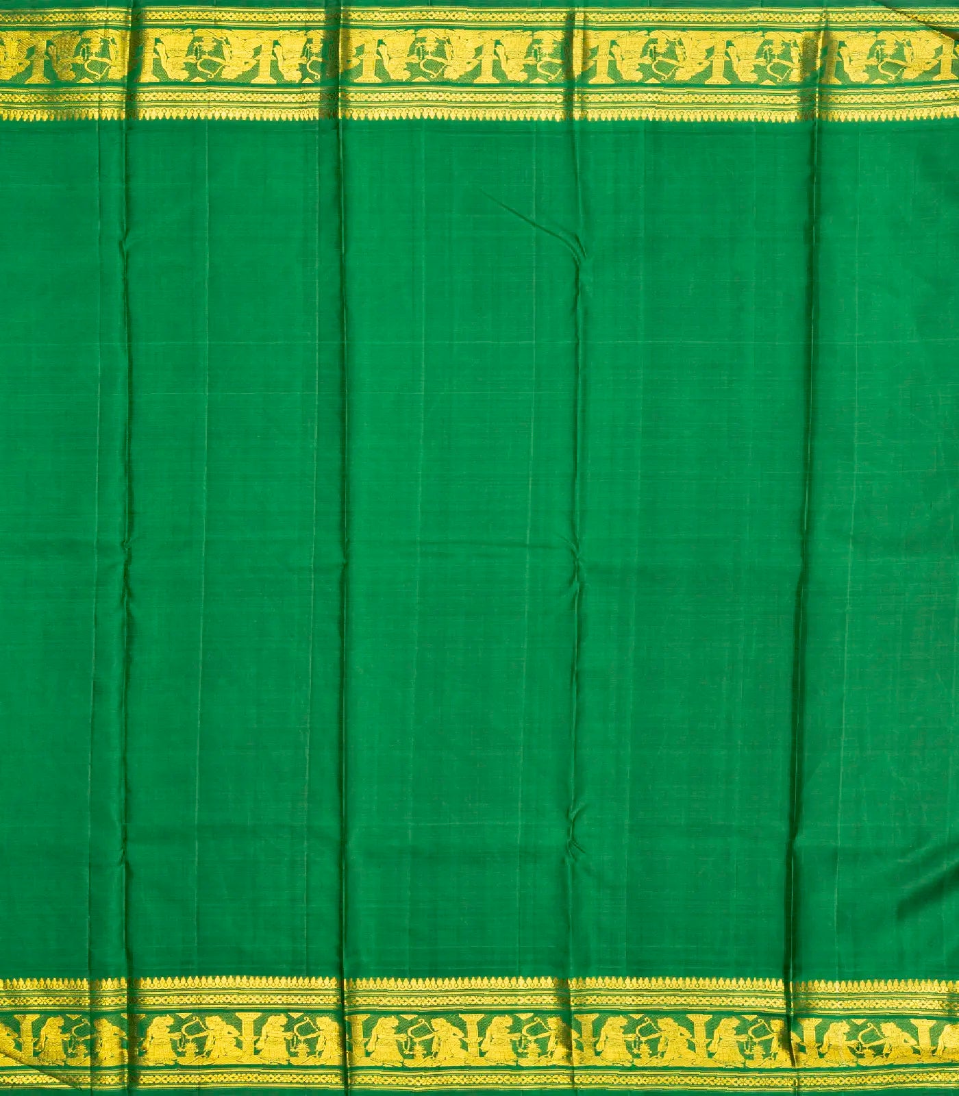 Crimson Handloom Kanchipuram Korvai Silk Saree With Lord Ram Motifs