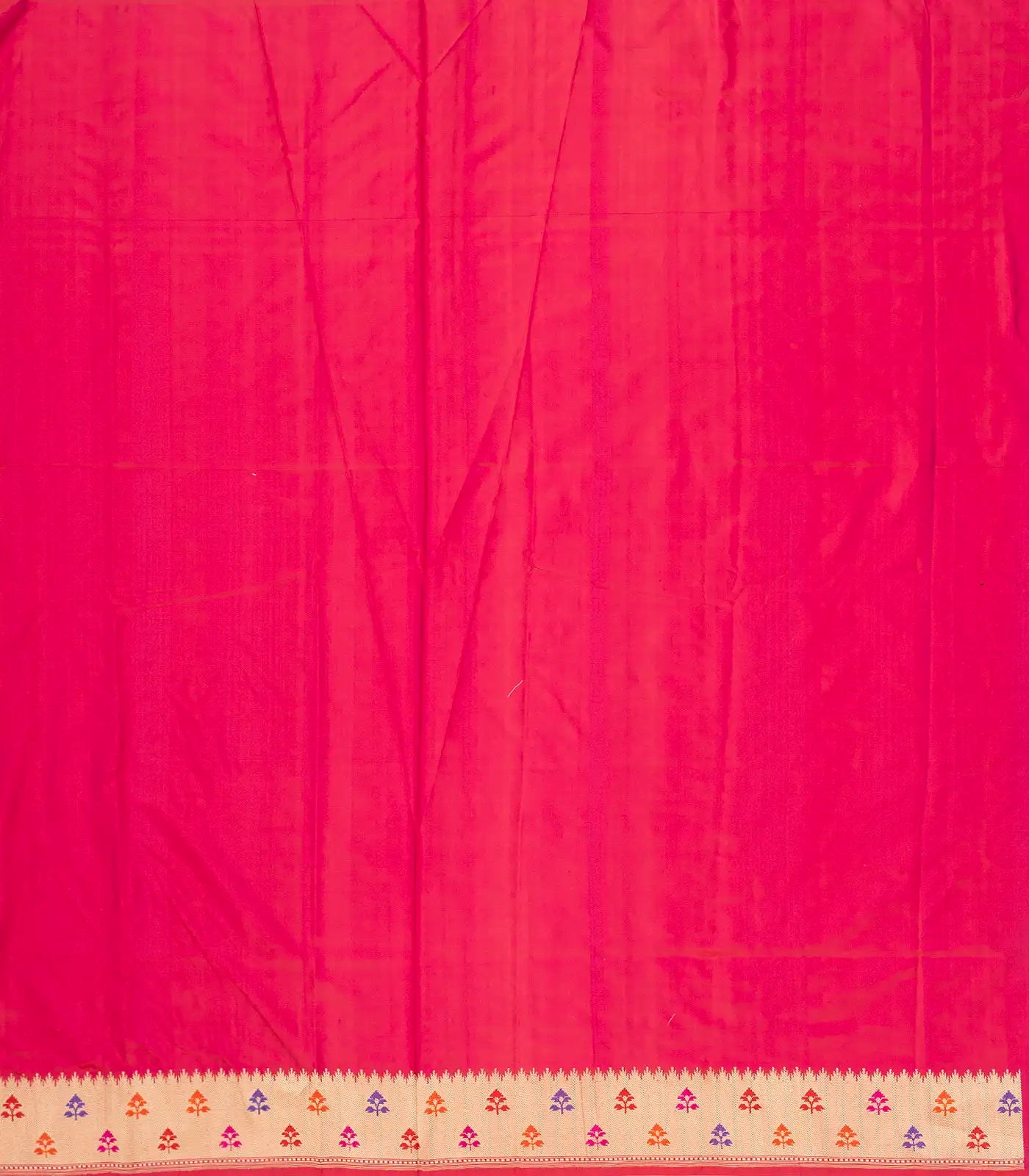 Magenta Handwoven Banarasi Silk Saree With Flower Motifs
