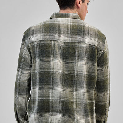 Green Double Pocket Flannel Overshirt