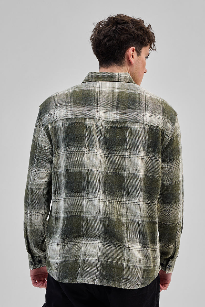 Green Double Pocket Flannel Overshirt