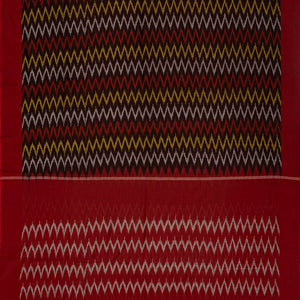 Black Handloom Orissa Cotton Saree With Chevron Stripes