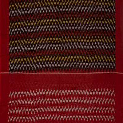 Black Handloom Orissa Cotton Saree With Chevron Stripes