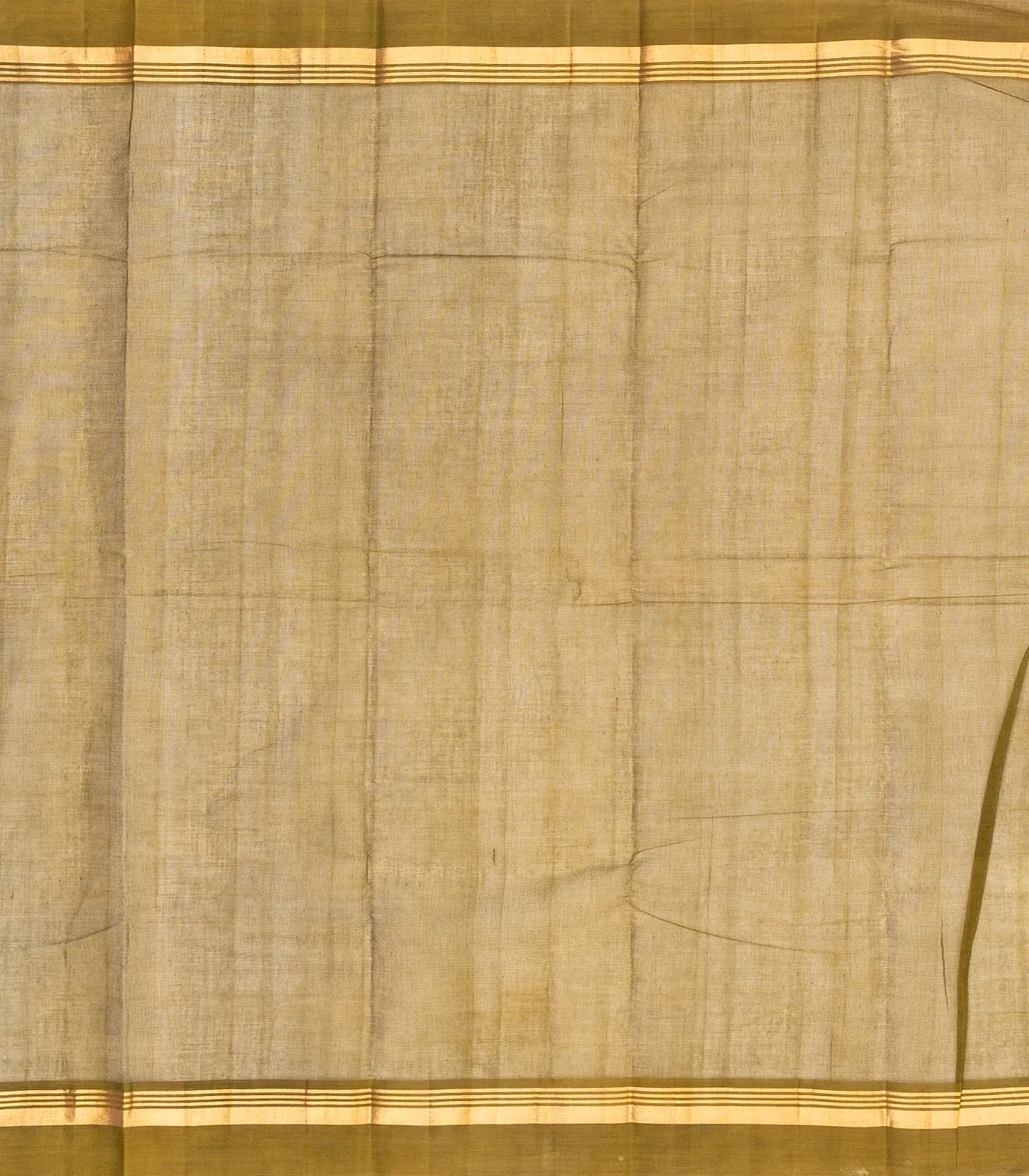 Taupe Handloom Village Cotton Saree With Square Buttas