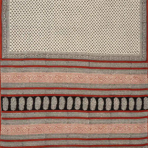 White Woven Jaipur Cotton Saree With Printed Floral Motifs