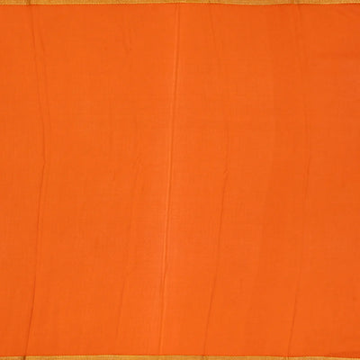 Orange Mysore Crepe Silk Saree With Floral Motifs & Zari Border