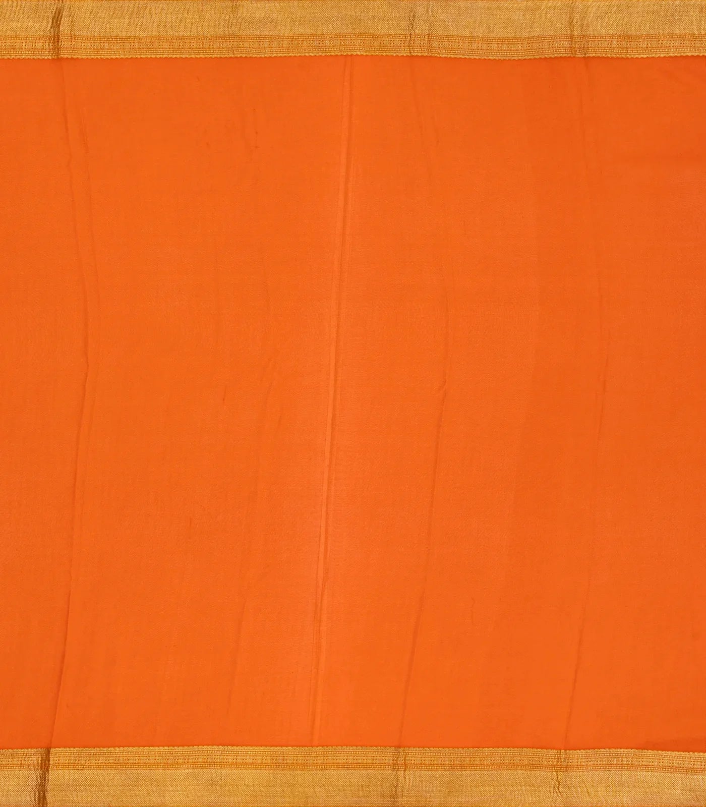 Orange Mysore Crepe Silk Saree With Floral Motifs & Zari Border