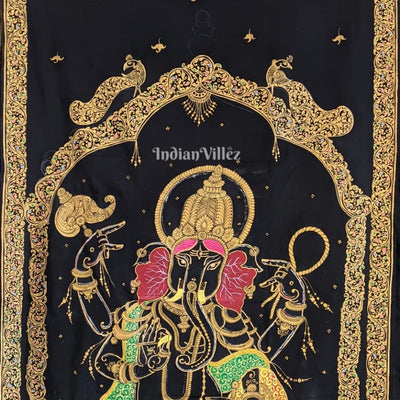 Black Shree Ganesh Pattachitra Saree