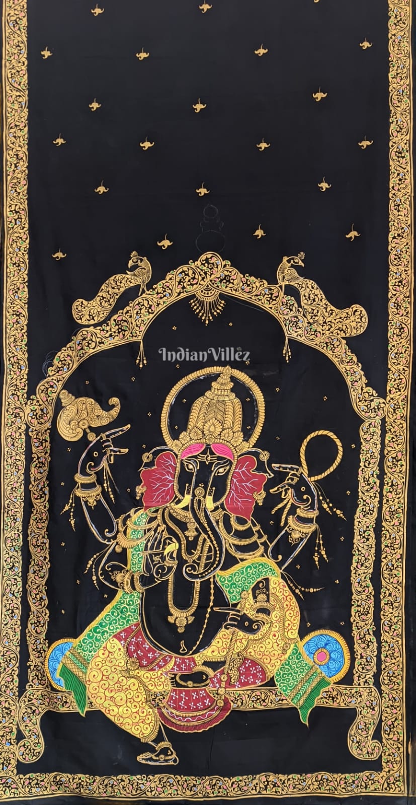 Black Shree Ganesh Pattachitra Saree