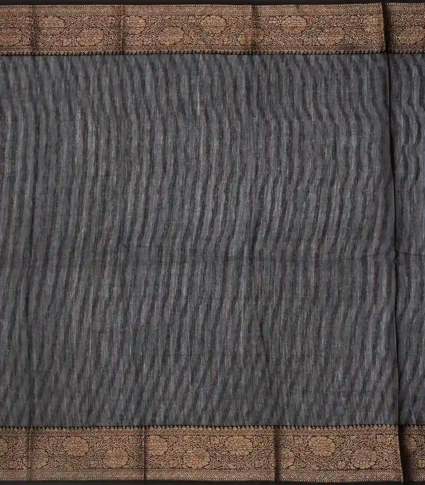 Black Woven Chanderi Cotton Saree With Printed Spear Motifs