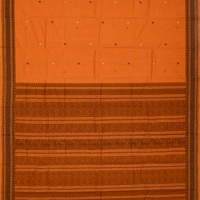 Orange Handloom Kanchi Cotton Saree With Diamond Motifs
