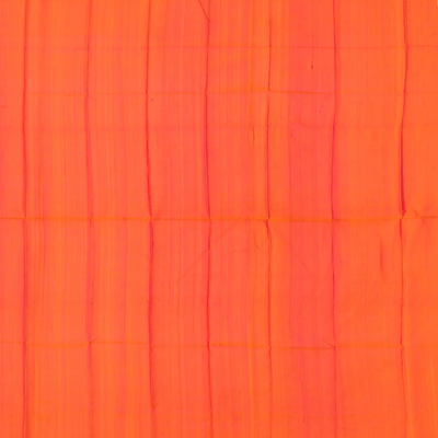 Pink Handloom Uppada Plain Silk Saree With Floral Motifs in Orange Border