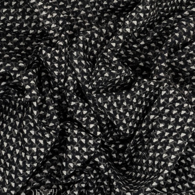 Black Woven Jaipur Cotton Saree And Printed Triangle Motifs