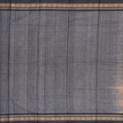 Orange Handloom Korvai Kanchi Cotton Saree With Annam Buttas