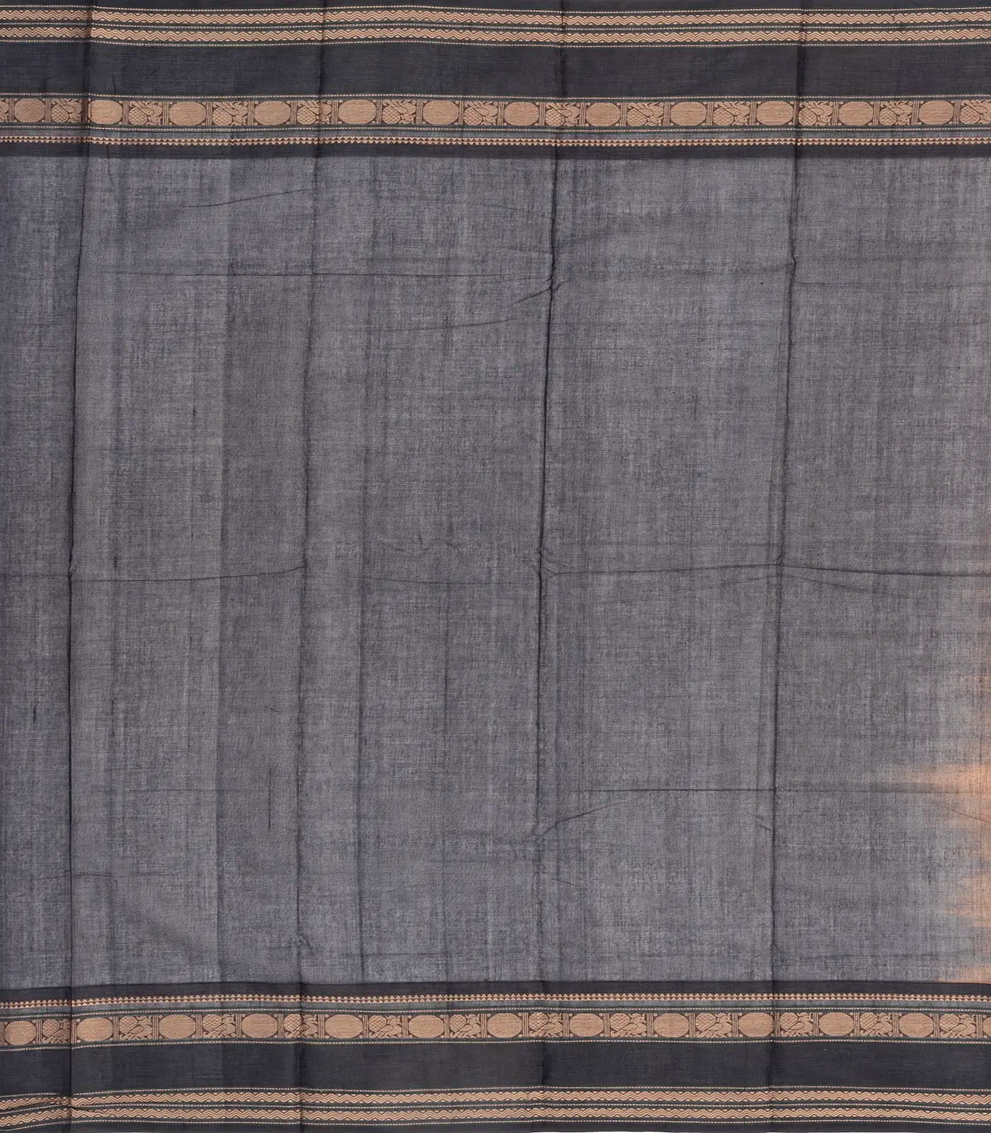 Orange Handloom Korvai Kanchi Cotton Saree With Annam Buttas