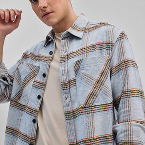 Light Blue Double Pocket Flannel Overshirt
