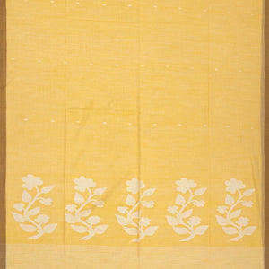 Sandal Handloom Bengal Cotton Saree With Plus Buttas