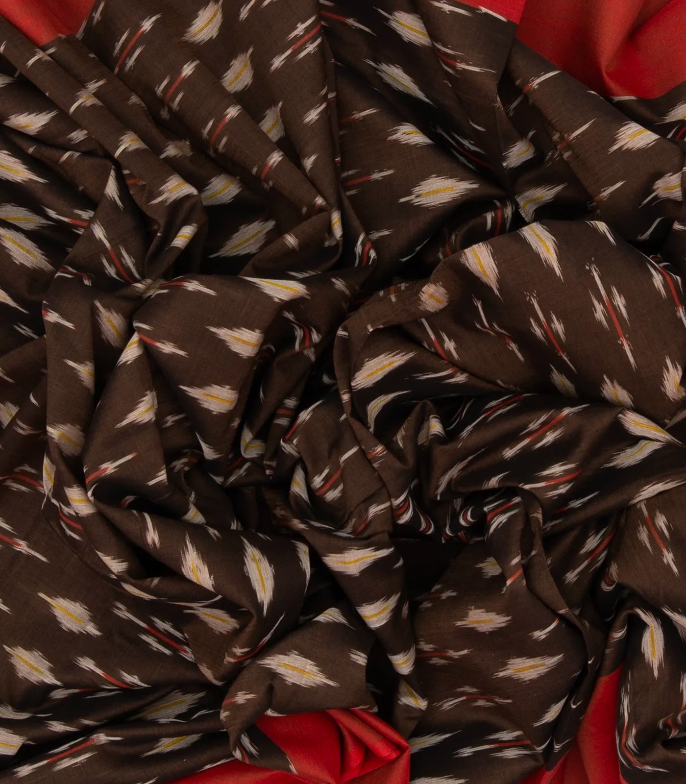 Dark Brown Woven Orissa Cotton Saree With Tie & Dye Motifs