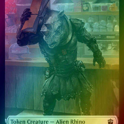 Alien Rhino Token (03) // Clue Token (22) [Universes Beyond: Doctor Who: Tokens] [Foil]