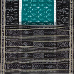 Cyan Handloom Orissa Cotton Saree With Tie & Dye Tribal Motifs