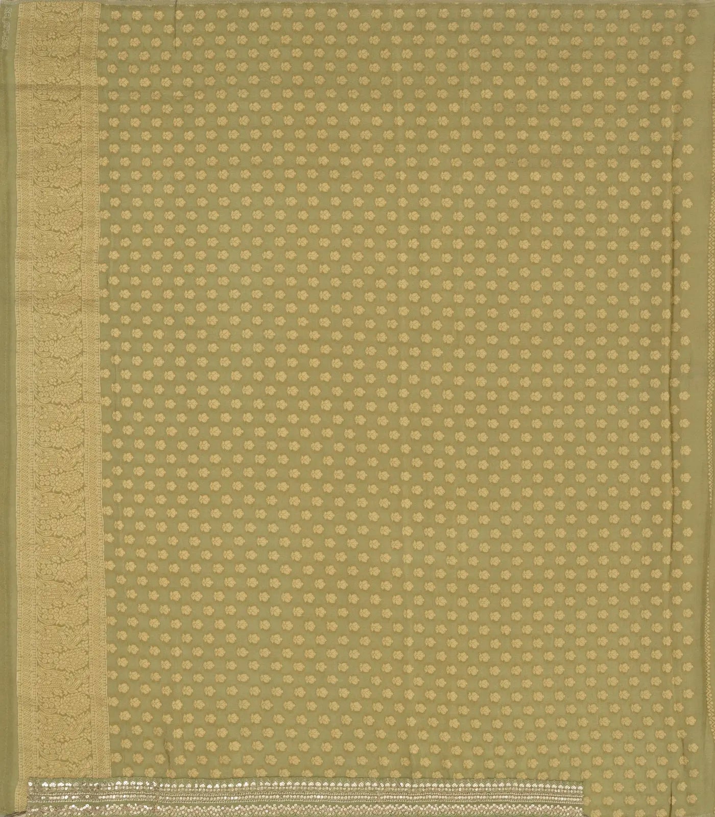 Cardamom Green Woven Banarasi Tissue Rangkat Saree With Embroidery