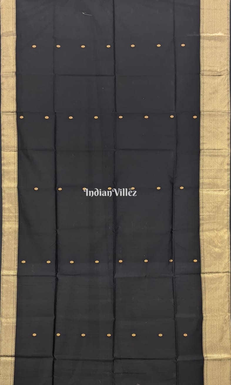 Black Maheshwari Handloom Saree
