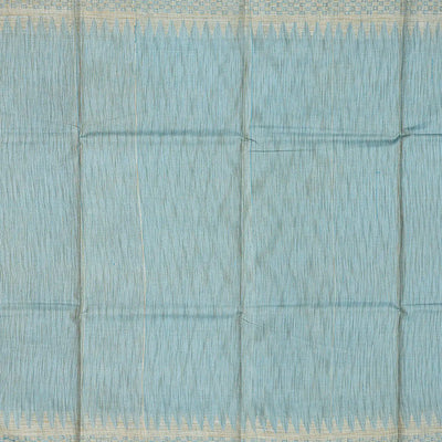 Light Blue Woven Tussar Silk Saree With Square Motifs-Light Blue