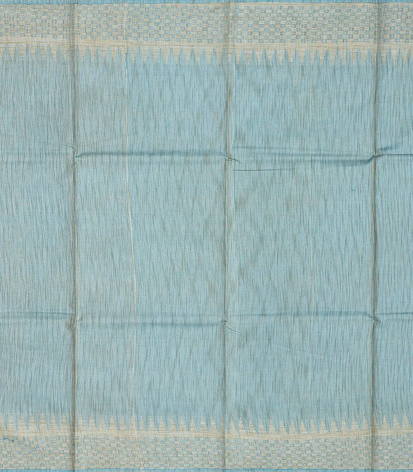 Light Blue Woven Tussar Silk Saree With Square Motifs-Light Blue
