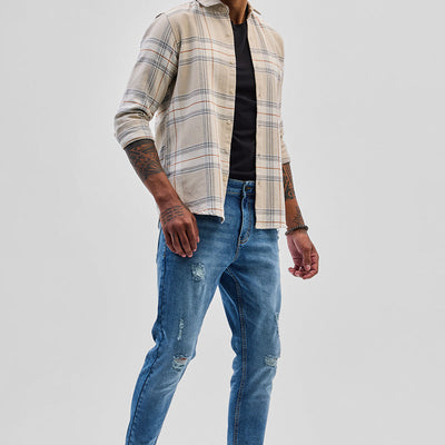 Blue Distressed Skinny Fit Jeans