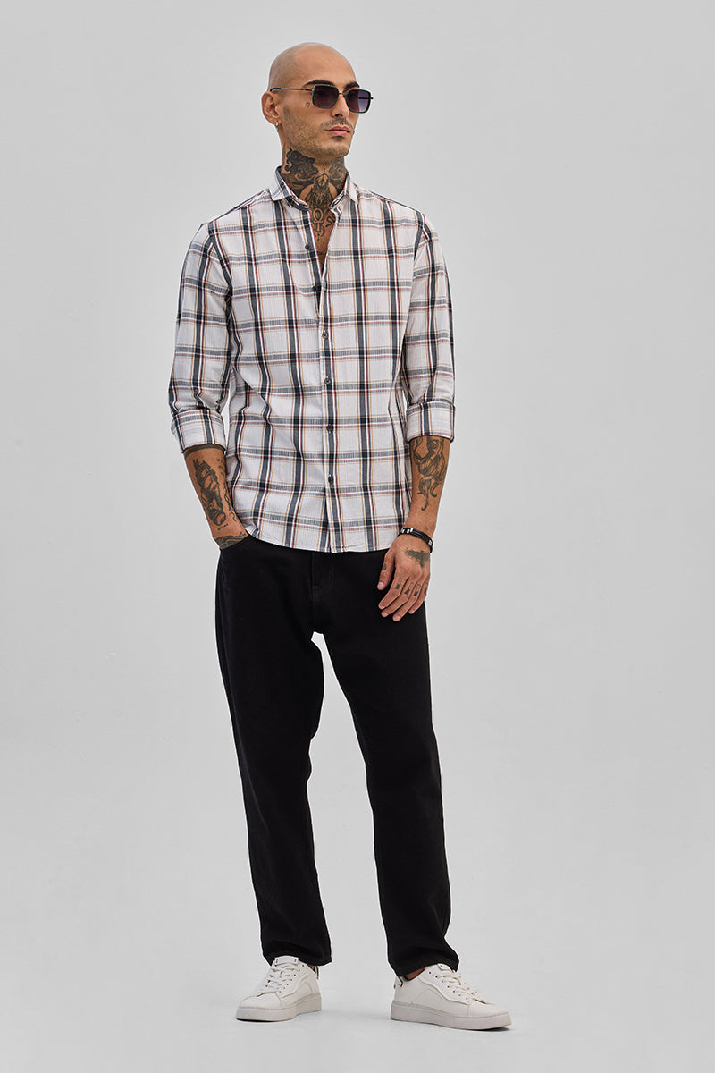 White Checks Slim Fit Shirt