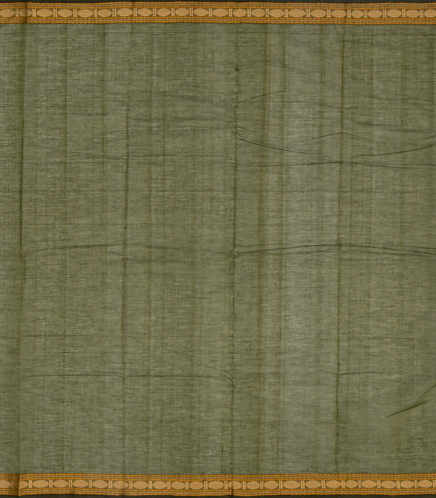 Dark Green Handloom Kanchi Cotton Saree With Checks
