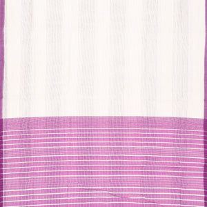 White Handloom Venkatagiri Cotton Saree With Contrast Border
