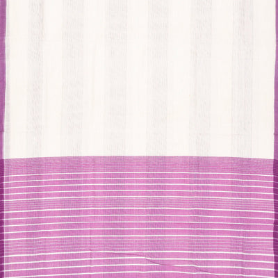White Handloom Venkatagiri Cotton Saree With Contrast Border