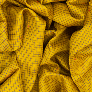 Mustard Handloom Chirala Soft Silk Saree With Checks-Mustard