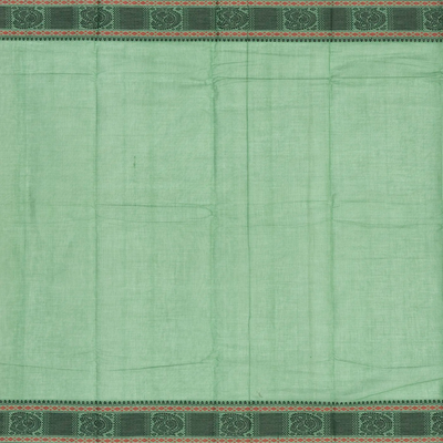 Shadow Green Handloom Kanchi Cotton Saree With Mango Buttas.