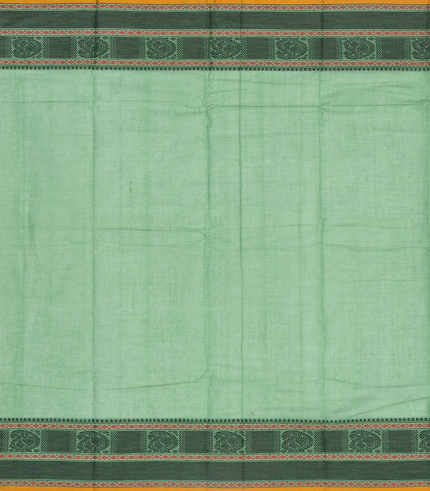 Shadow Green Handloom Kanchi Cotton Saree With Mango Buttas.